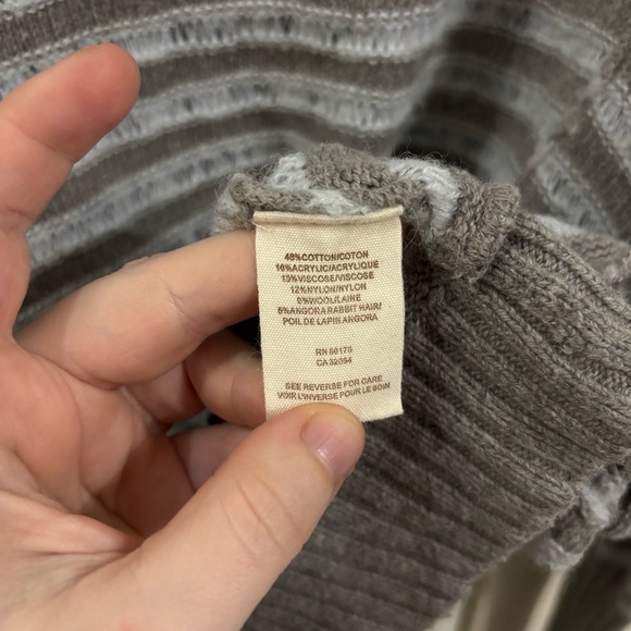 Free People The Majorette Shrunken Striped Gray Striped Sweater - Picture 6 of 7